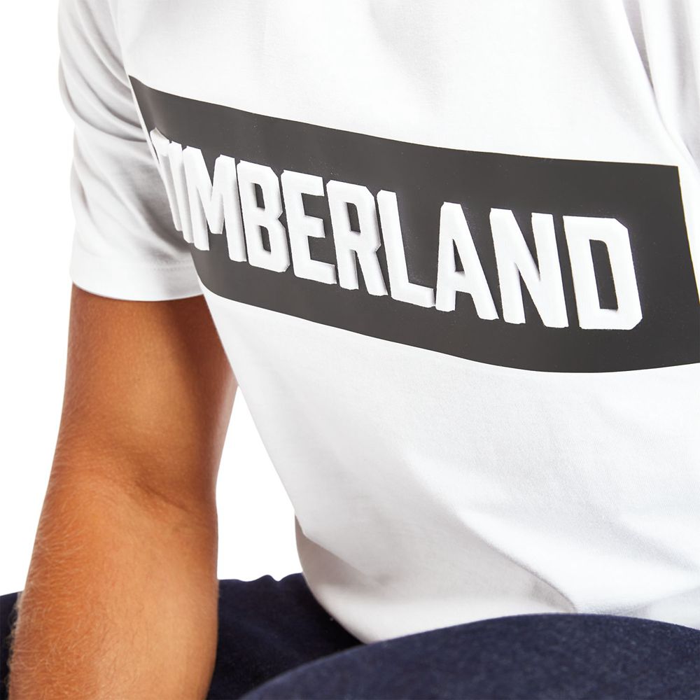 Camisetas Masculino - Timberland Mink Brook 3D Embossed - QEAXN9803 - Branco